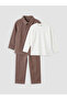 Brown Gabardine Boys' 3-Piece Suit