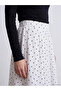 Ecru Elastic Waist Polka Dot Skirt - 3