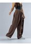 Adjustable Waist Belted Brown Women's Trousers Coc3363 - 3