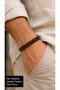 Bravento Scarlet Black Leather Men's Bracelet - Red Bead Stripe