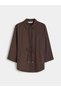 Brown Striped Women's Shirt with Tie Waist - 5