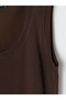 Brown U-Neck Women's Knitwear Undershirt - 3