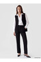 Black V-Neck Striped Women's Knitwear Vest - 2
