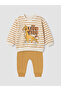 Beige Lion King Printed Striped Baby Boy Set