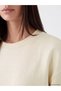 Beige Crew Neck Women's Sweatshirt Tunic - 3