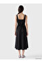 Black Square Neck Waist Fitted Dress - 4