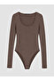 Brown U-Neck Women's Bodysuit - 2