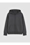 Anthracite Hooded Girls' Soft Touch Zippered Sweatshirt