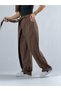 Adjustable Waist Belted Brown Women's Trousers Coc3363 - 4