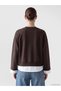 Brown Crew Neck Oversize Women's Sweatshirt - 4