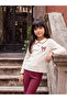 Burgundy Baby Collar Printed Girls' T-Shirt, Pack of 2 - 8