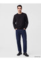 Black Crew Neck Embossed Printed Men's Sweatshirt - 2