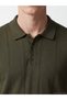 Khaki Polo Collar Soft Touch Men's Knitwear T-Shirt - 3
