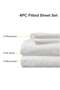 King Size 4Pc Fitted Sheet Set | Soft Microfiber Material | Embossed Stripe Bright White C - 5