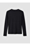 Black Ribbed Crew Neck Long Sleeve Women's Bodysuit - 7