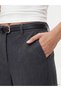 Anthracite Wide Leg Women's Trousers with Belt at the Waist - 4