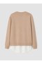 Beige Crew Neck Women's Sweatshirt Tunic - 7