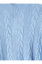 Blue Stand Collar Patterned Women's Knitwear Tunic - 7