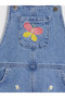 Blue Embroidered Girls' Jean Salopet - 2