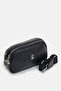 Women's Black Crossbody Bag Soft Textured, Small Size Daily Shoulder Bag 21X12 cm