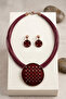 Multiple Leather Cord Stone Necklace and Earrings Set - 2