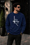 Men's Life Is Short Saat Mimarisi Graphic Printed Crew Neck Casual Regular Fit Sweatshirt