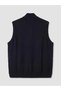 Navy Blue Regular Fixed Stand Collar Men's Knitwear Vest - 8