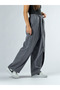 Gray Women's Trousers with Adjustable Cuffs and Belt Coc3362 - 3