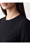 Black Ribbed Crew Neck Long Sleeve Women's Bodysuit - 3