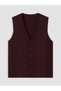 Burgundy Regular Fit V-Neck Men's Knitwear Vest - 4