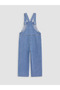 Blue Embroidered Girls' Jean Salopet - 3