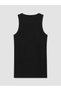 Black U-Neck Ribbed Combed Cotton Men's Undershirt - 7