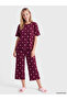 Burgundy Polka Dot Women's Capri Pajama Set
