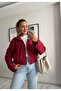 High Collar Zippered Bomber Jacket - 6