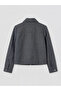 Anthracite Shirt Collar Women's Cashmere Jacket - 8