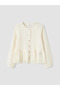 Ecru Crew Neck Lace Girls' Shirt - 3