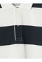 Navy Blue Polo Collar Color Blocked Men's Sweatshirt - 5