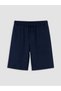 Navy Blue Elastic Waist Boys' Gabardine Shorts - 2