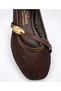 Women's Brown Mesh Ballerinas – Stylish Ballerina Shoes with Gold Buckle and Knitted Texture on a Flat Sole - 3