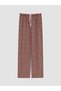 Brown Elastic Waist Plaid Women's Pajama Bottoms