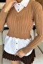 Biscuit Women's Shirt Garnished Knit Detailed Sweater Blouse (Suitable for S-M-L Sizes) - 3
