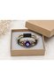 Cesvani Pearl Beige Leather Men's Bracelet - Patterned Design with Evil Eye Beads - 2