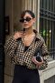 Women's Plaid Patterned Zippered Lined Bomber Jacket - 2