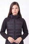Kapüşonlu Softshell Kollu Şişme Kadın Mont