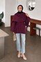 Tunic with Shawl Tie Detail in Burgundy - 2