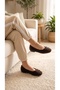 Women's Bitter Brown Sherpa Furry Bowknot Casual Ballerinas 1 cm Byndsharp01 - 3