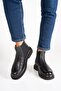 Genuine Leather Men's Chelsea Boots Elastic Thick Sole Casual Winter Cold Resistant Black - 2