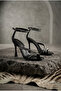 Zri̇n-20 black embellished vivet platform heeled evening shoes - 11 cm