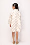 Beige Star Patterned Girl's Gabardine Dress - Poppy - 4