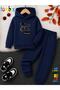 Excavator Printed Thick Winter Hooded Top/Bottom Children's Tracksuit Set (Pockets on the Bottom of the Sweatpants)